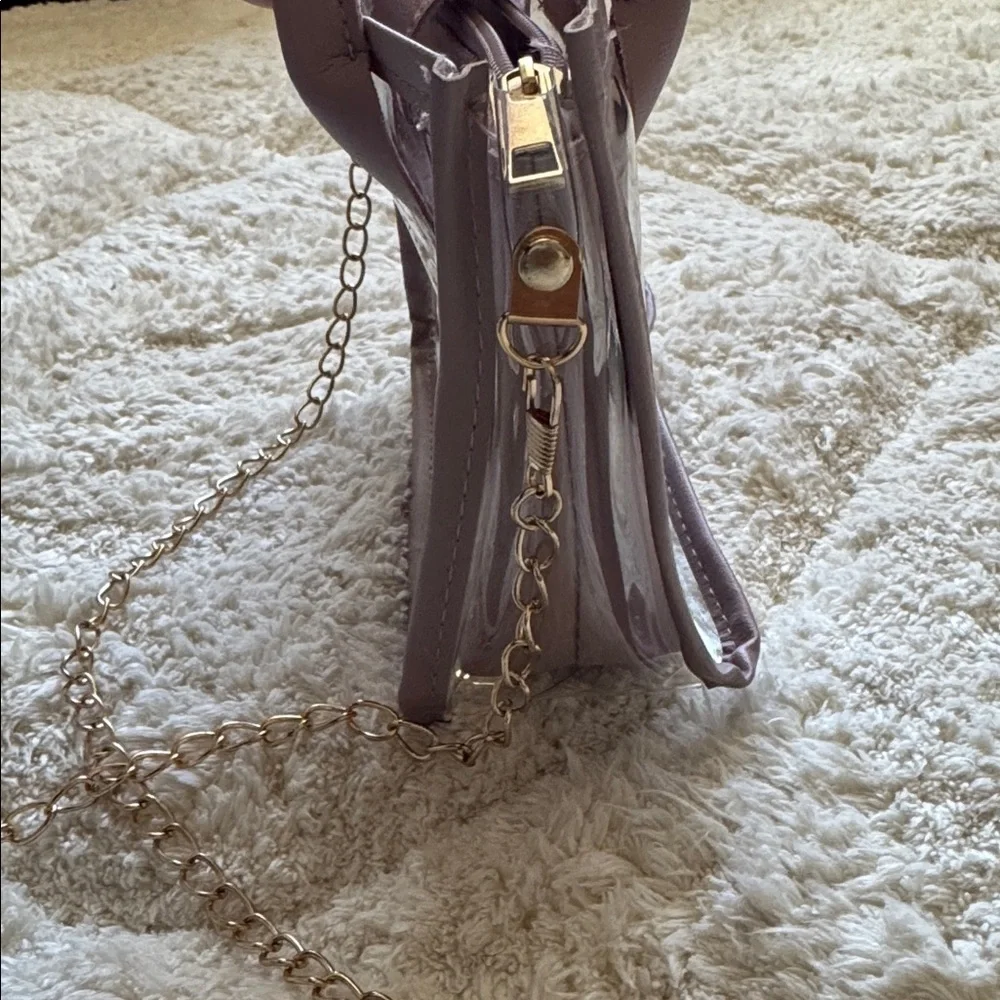 Chic Transparent Purple Kids mini Handbag Gold Chain Strap 7.5x5.5